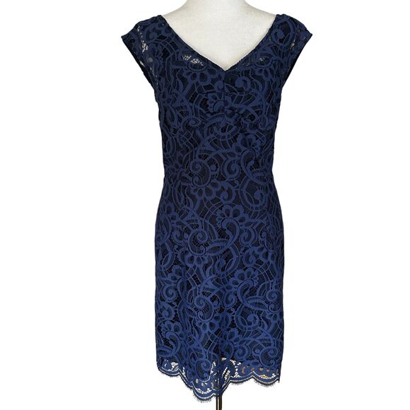 LILLY PULITZER Rosaline About Face Lace Dress Size 6 Blue V Neck Cocktail Dress - Picture 5 of 8